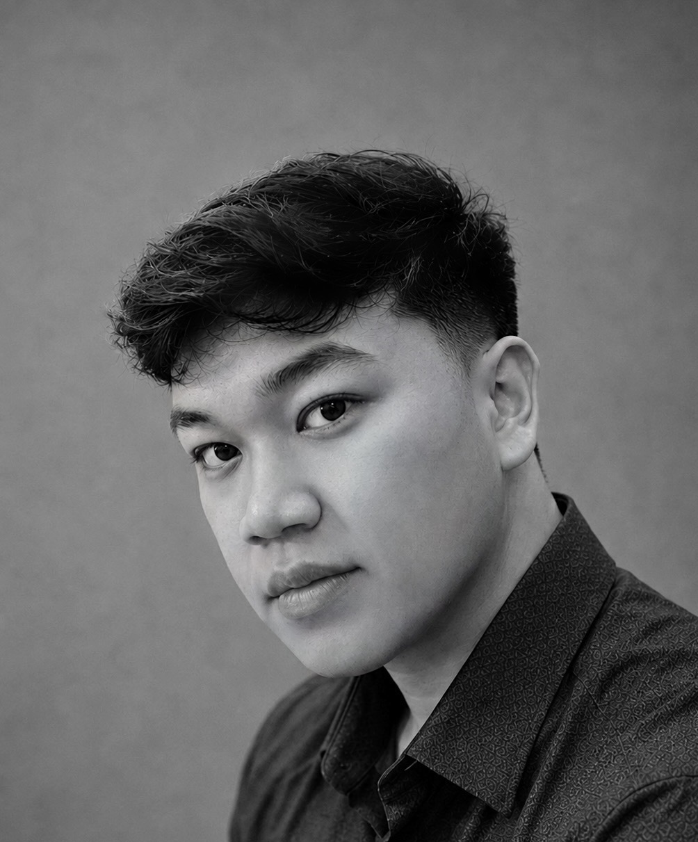 Black and white studio portrait of Tim, photographer at Tim Tapes