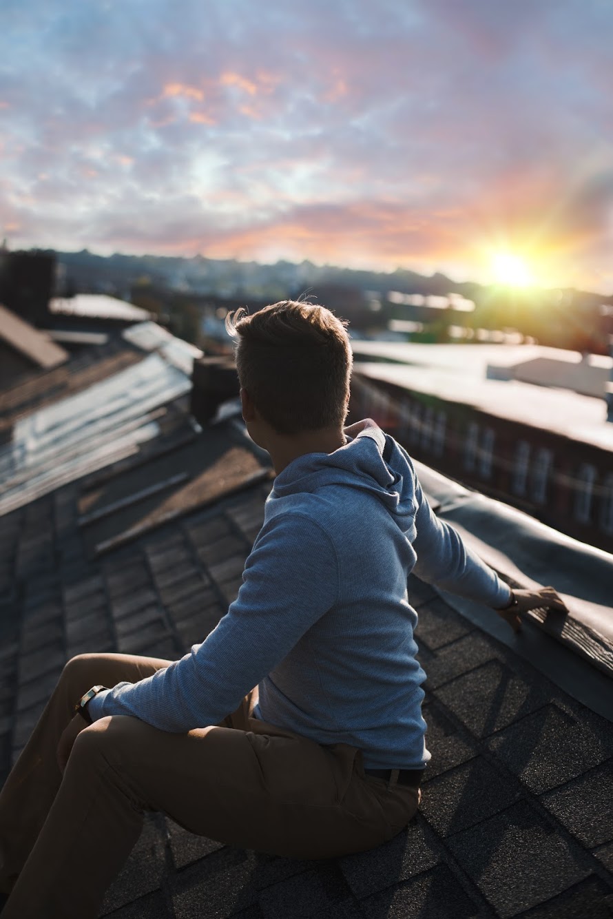 Rooftop portrait at sunset